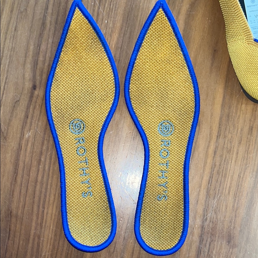 Rothy's Yellow and Blue Pointed-Toe Flats - Picture 3 of 7